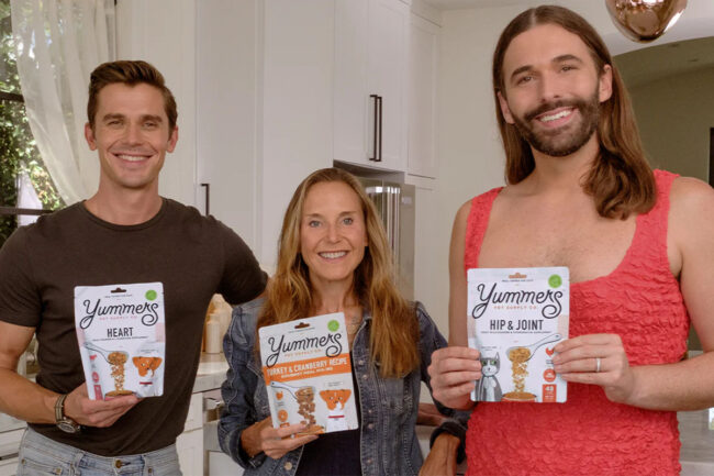 Antoni Porowski, Rebecca Frechette Rudisch and Jonathan Van Ness, founders of Yummers