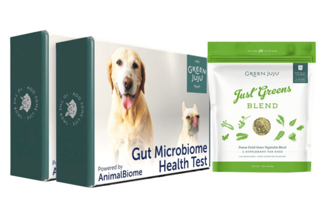 Green Juju's Freeze-Dried Just Greens Blend topper and AnimalBiome's Gut Health kits