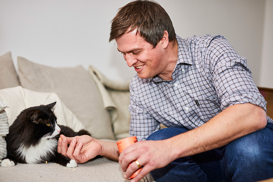 Matt Jackson-Smith with his cat Jasper