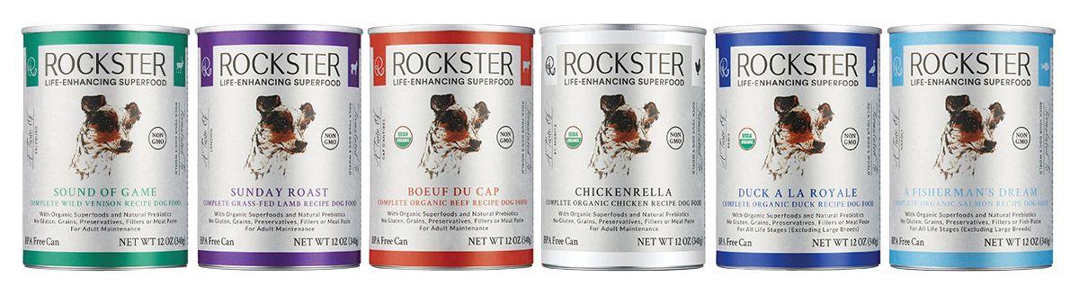 The Rockster's wet dog food lineup