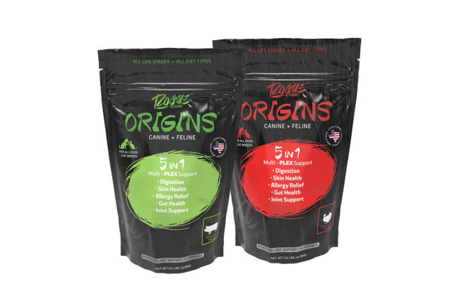 Rogue Pet Science's new Pork and Turkey Origins 5-in-1 pet supplement toppers
