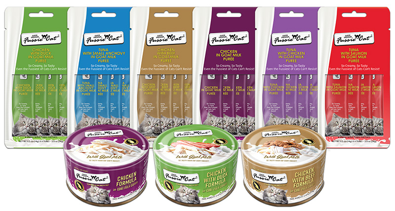 Fussie Cat's Super Premium line of goat-milk products for felines