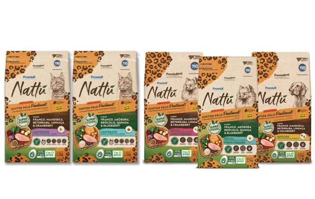 PremieRpet's new packaging for its Nattu pet food line, raising awareness on Onçafari's Plantanal Recovery Fund