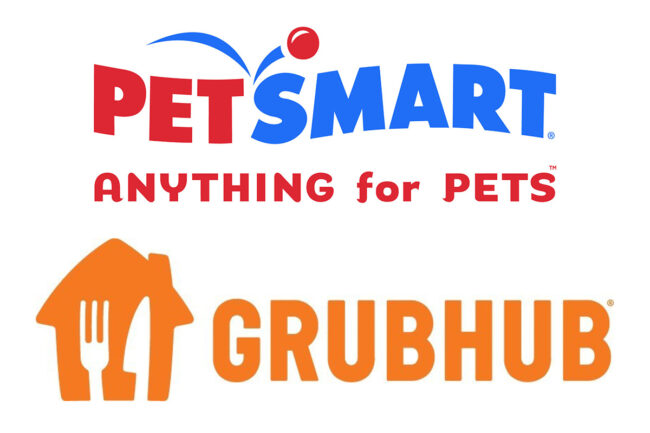 PetSmart and Grubhub's logos