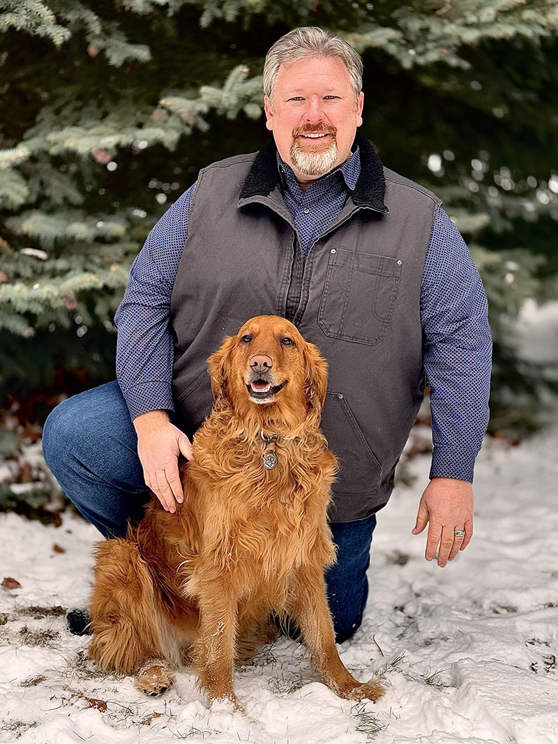 Primal Pet Group Chief Customer Officer Luke Mullins with his dog Finley